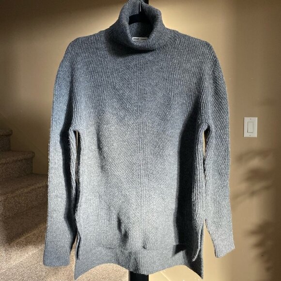 Sweet Romeo Gray Sweater Abstract Ribbed Turtleneck Tunic Sweater Size M - Picture 2 of 9